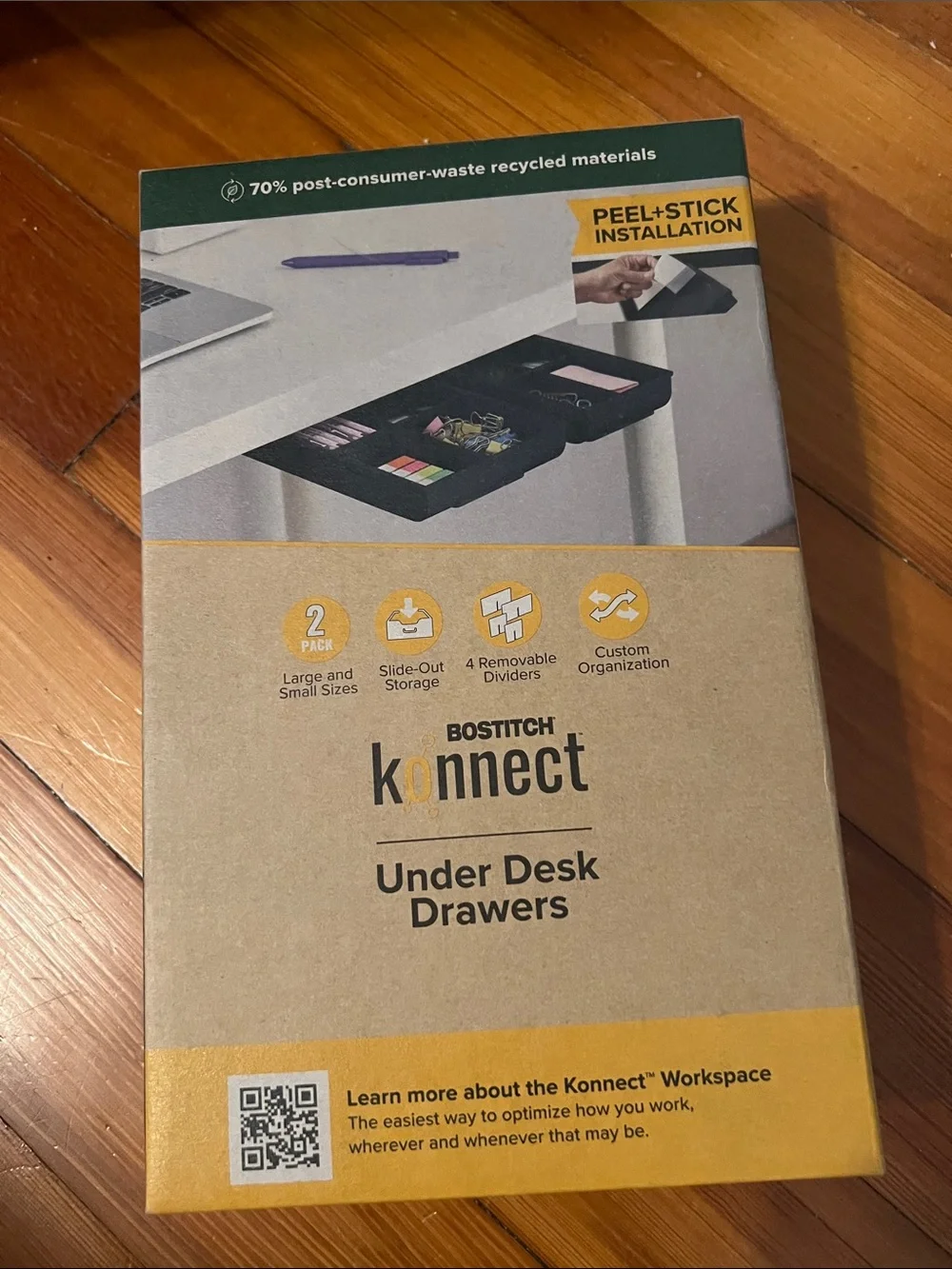 Bostitch Konnect Under Desk Drawers - Black (2 Pack)